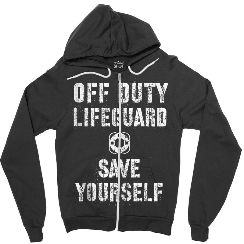 Save Yourself Lifeguard Swimming Pool Guard Off Duty Red Tank Top Zipper Hoodie | Artistshot