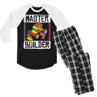 Kids Master Builder For A Builder Block Building Blocks Bricks T Shirt Men's 3/4 Sleeve Pajama Set | Artistshot