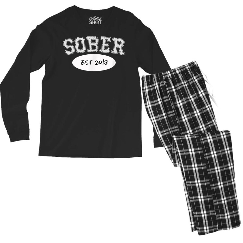 5 Years Sober, Since 2013, Sobriety Milestone Gift Shirt Men's Long Sleeve Pajama Set by cm-arts | Artistshot