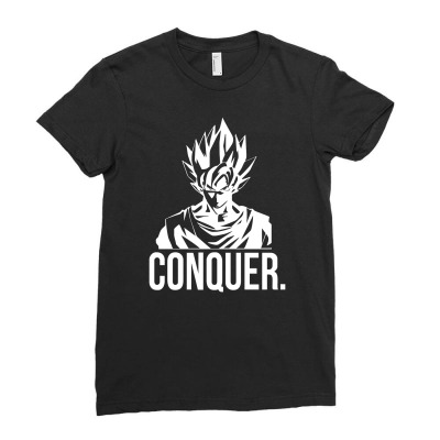 Conquer   Super Saiyan Goku Ladies Fitted T-shirt Designed By Teeshop