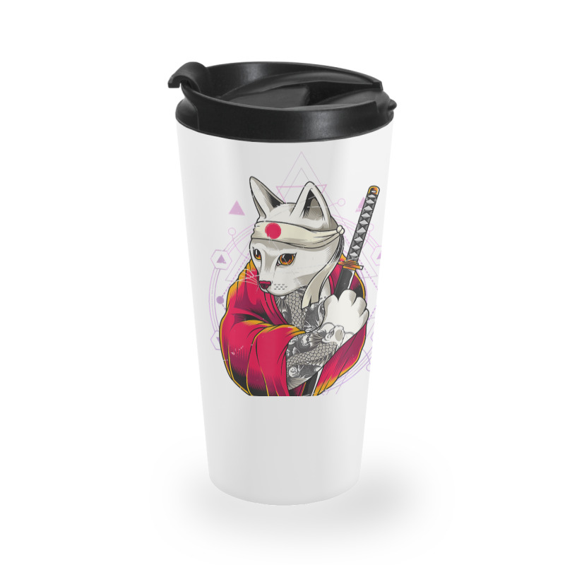 Pagan Occult Japan Flag Kawaii Anime Cat Samurai Pastel Goth T Shirt Travel Mug | Artistshot