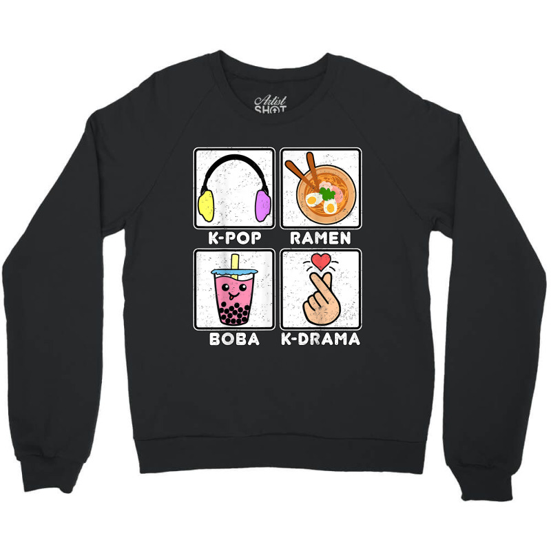 Kpop Ramen Boba Kdrama Bubble Tea Cute Kawaii Korean Heart Crewneck Sweatshirt | Artistshot