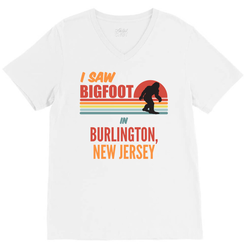 Bigfoot Lives In Burlington New Jersey Sweatshirt V-neck Tee | Artistshot