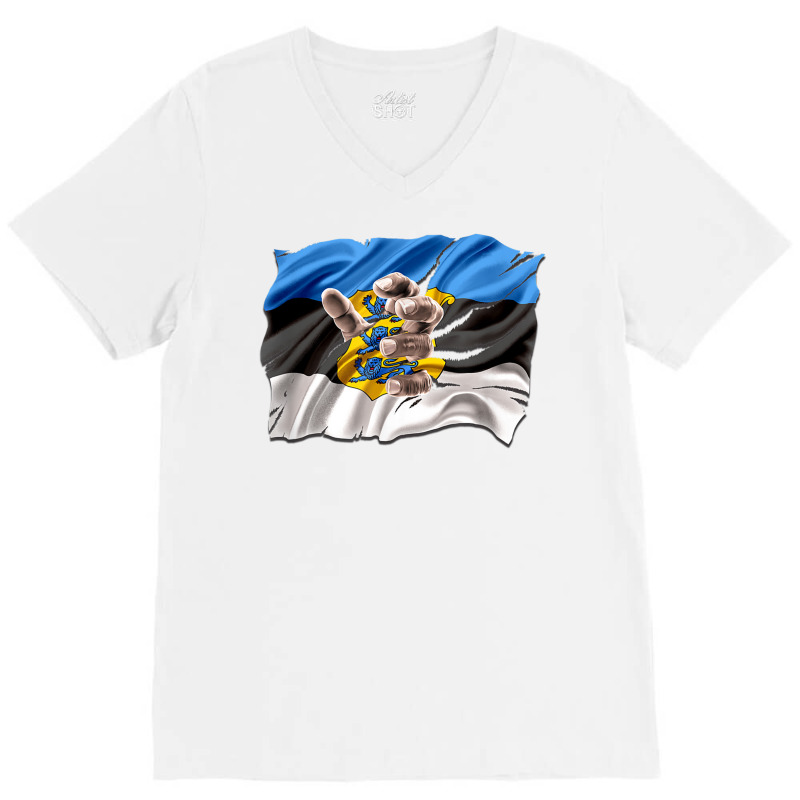 Estonia Flag Shirt Estonian Hand Gift V-neck Tee | Artistshot