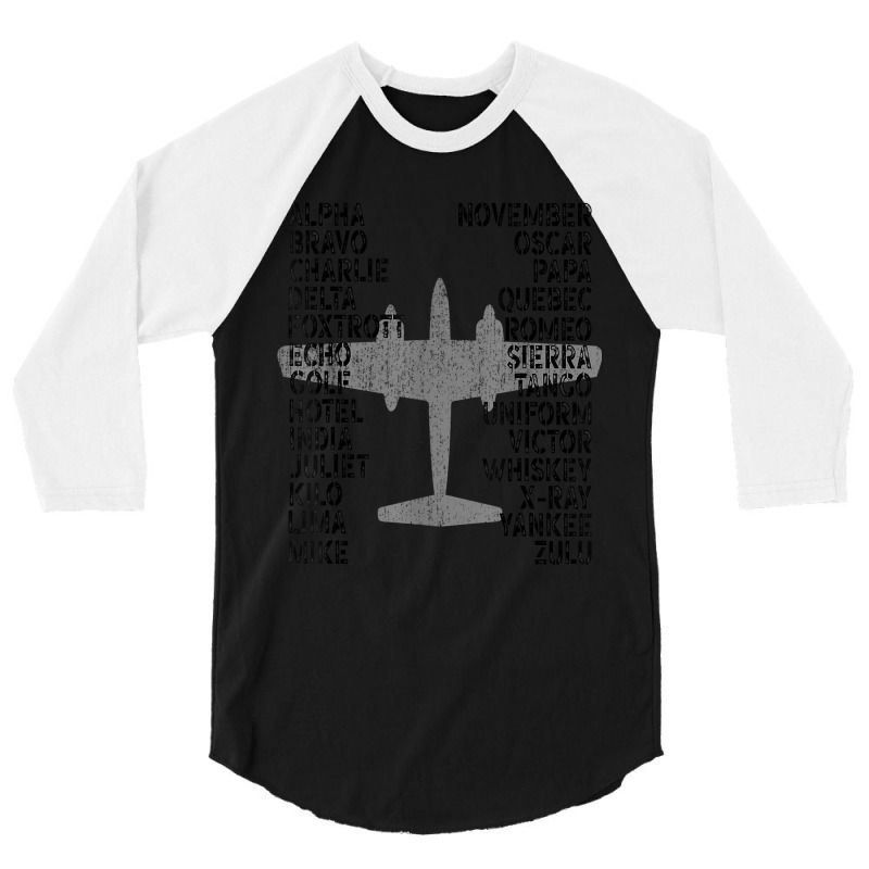 Phonetic Alphabet Airplane Pilot Flying Aviation Plane T-shirt 3/4 Sleeve Shirt | Artistshot