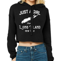 Long Island New York Souvenir For Women, Girl, Wife Map T Shirt Cropped Hoodie | Artistshot