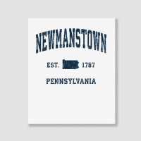 Newmanstown Pennsylvania Pa Vintage Athletic Navy Sports Des T Shirt Portrait Canvas Print | Artistshot