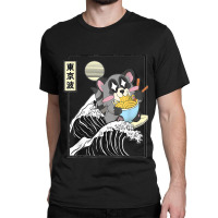 Raccoon Eating Ramen Japanese Waves Anime Minimal Kawaii Classic T-shirt | Artistshot