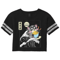 Raccoon Eating Ramen Japanese Waves Anime Minimal Kawaii Scorecard Crop Tee | Artistshot