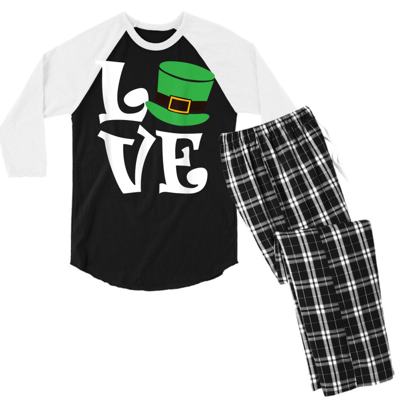 Saint Patrick's Day Love Lettering T Shirt Men's 3/4 Sleeve Pajama Set by cm-arts | Artistshot