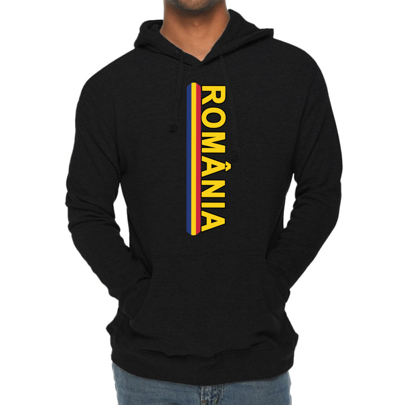 Romanian Language Left Side Text And Flag Stripe Long Sleeve T Shirt Lightweight Hoodie by cm-arts | Artistshot