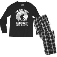 Retro Bigfoot Im Not Lost Im Playing Hide & Seek Sasquatch Men's Long Sleeve Pajama Set | Artistshot