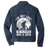 Retro Bigfoot Im Not Lost Im Playing Hide & Seek Sasquatch Men Denim Jacket | Artistshot