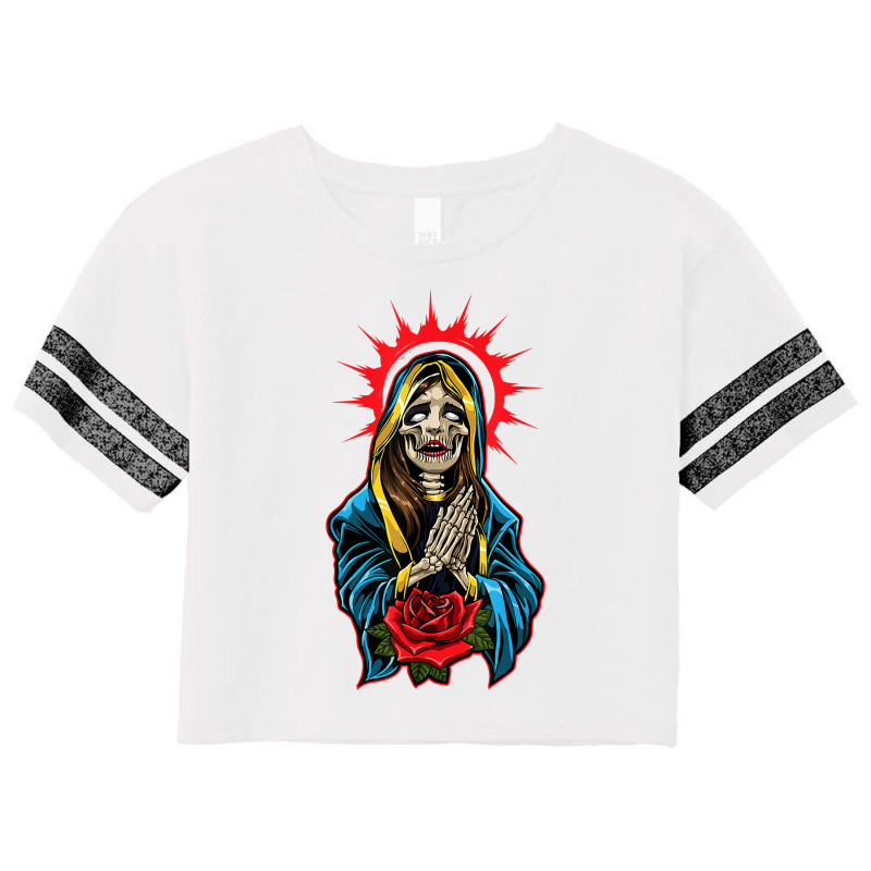 Praying La Calavera Catrina   Santa Muerte   Sugar Skull T Shirt Scorecard Crop Tee by cm-arts | Artistshot