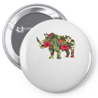 Rhino Summer Tropical Floral Print Flower Hawaii Men Girl T Shirt Pin-back Button | Artistshot