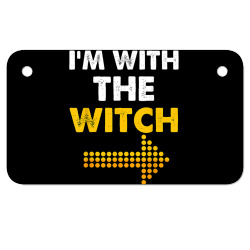i'm with the witch shirt funny halloween couple costume t shirt Motorcycle License Plate | Artistshot