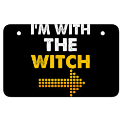 i'm with the witch shirt funny halloween couple costume t shirt ATV License Plate | Artistshot