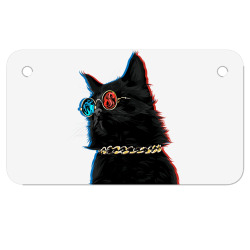 vaporwave aesthetic cat wear sunglasses graphic long sleeve t shirt Motorcycle License Plate | Artistshot