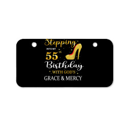 stepping into my 55th birthday with god's grace and mercy t shirt Bicycle License Plate | Artistshot