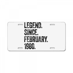womens retro 1980 birthday shirt february born legend since 1980 v nec License Plate | Artistshot