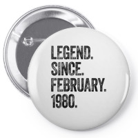Womens Retro 1980 Birthday Shirt February Born Legend Since 1980 V Nec Pin-back Button | Artistshot