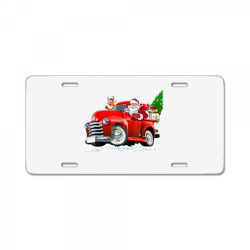 monster red truck with santa christmas tree reindeer xmas t shirt License Plate | Artistshot