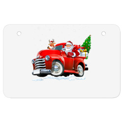 monster red truck with santa christmas tree reindeer xmas t shirt ATV License Plate | Artistshot