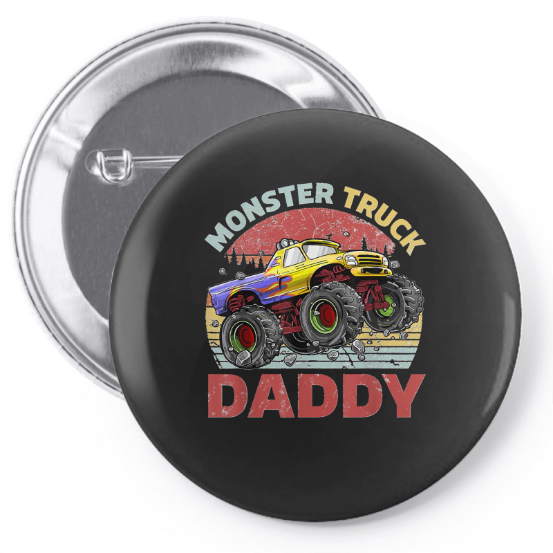 Mens Vintage Retro Monster Truck Daddy Driver Lover Father's Day Pin-back Button | Artistshot