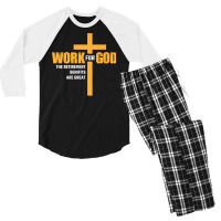 Work For God The Retirement Benefits Are Great Premium T Shirt Men's 3/4 Sleeve Pajama Set | Artistshot