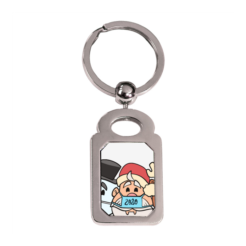 Santa Claus Silver Rectangle Keychain | Artistshot