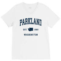 Parkland Washington Wa Vintage Athletic Navy Sports Design T Shirt V-neck Tee | Artistshot