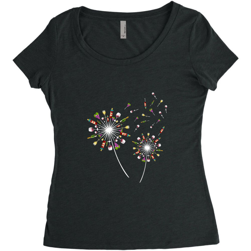 Wine Dandelion Flower Funny Women's Triblend Scoop T-shirt by theweirdgotchiclub | Artistshot