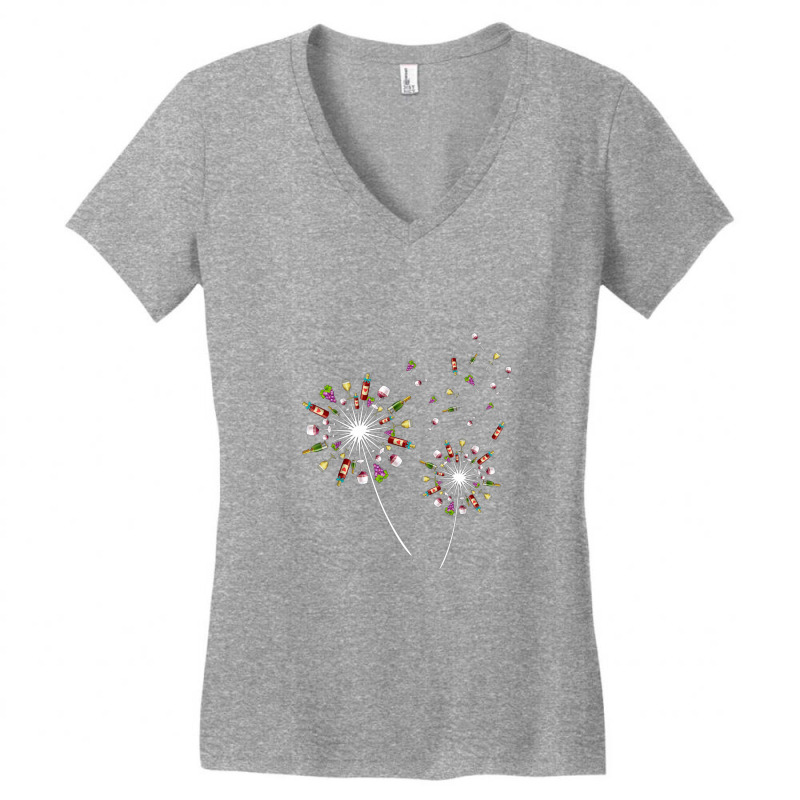 Wine Dandelion Flower Funny Women's V-Neck T-Shirt by theweirdgotchiclub | Artistshot