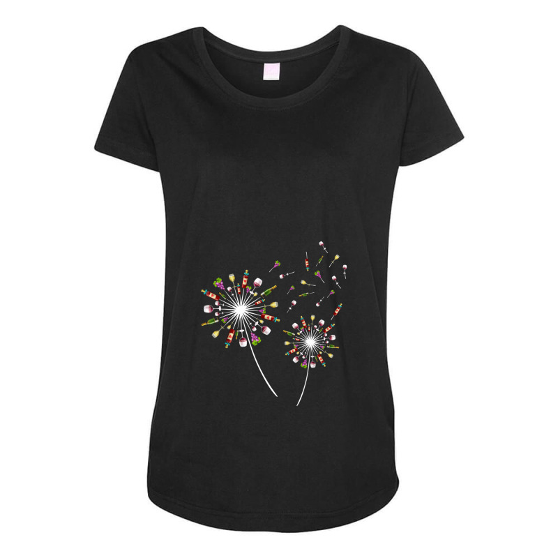 Wine Dandelion Flower Funny Maternity Scoop Neck T-shirt by theweirdgotchiclub | Artistshot