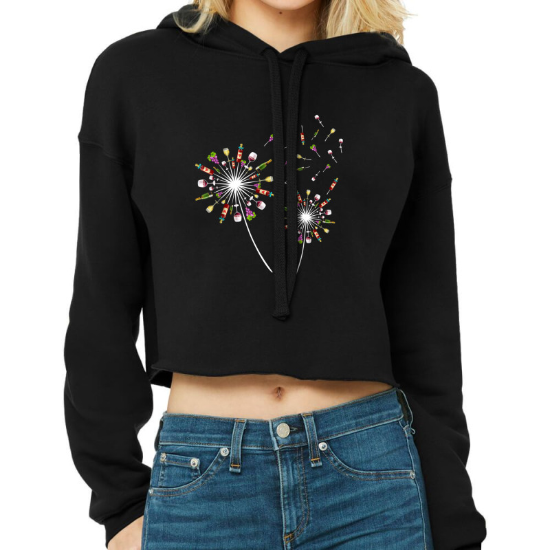 Wine Dandelion Flower Funny Cropped Hoodie by theweirdgotchiclub | Artistshot