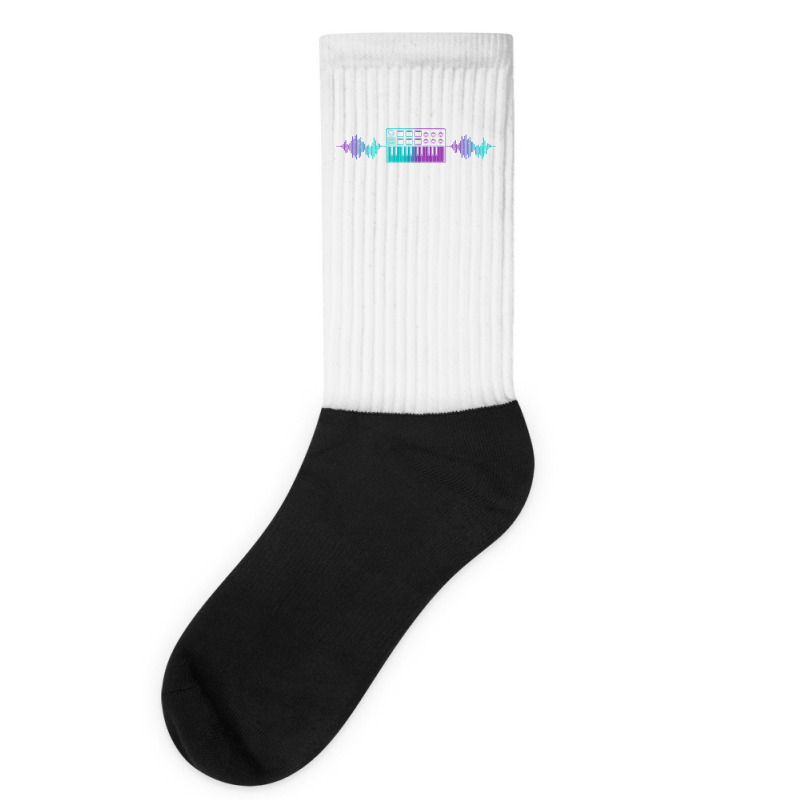 Retro Synthesizer Keyboard Electro Music Producer T Shirt Socks | Artistshot