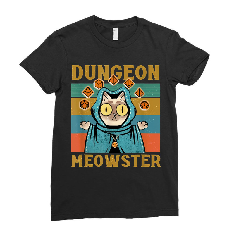 Dungeon Meowster Funny Nerdy Gamer Cat D Dice Rpg Ladies Fitted T-shirt | Artistshot