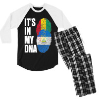 Nicaraguan And Guinean Mix Dna Flag Heritage Premium Men's 3/4 Sleeve Pajama Set | Artistshot