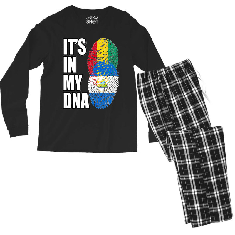 Nicaraguan And Guinean Mix Dna Flag Heritage Premium Men's Long Sleeve Pajama Set | Artistshot