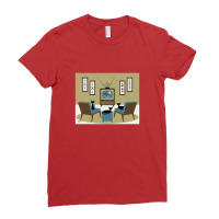 Mid Century Cat Watching Tv Ladies Fitted T-shirt | Artistshot