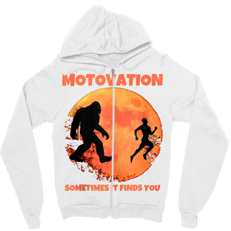 Motivation Sometimes Finds You Bigfoot Moon Silhouette Funny Tank Top Zipper Hoodie | Artistshot