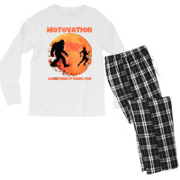 Motivation Sometimes Finds You Bigfoot Moon Silhouette Funny Tank Top Men's Long Sleeve Pajama Set | Artistshot