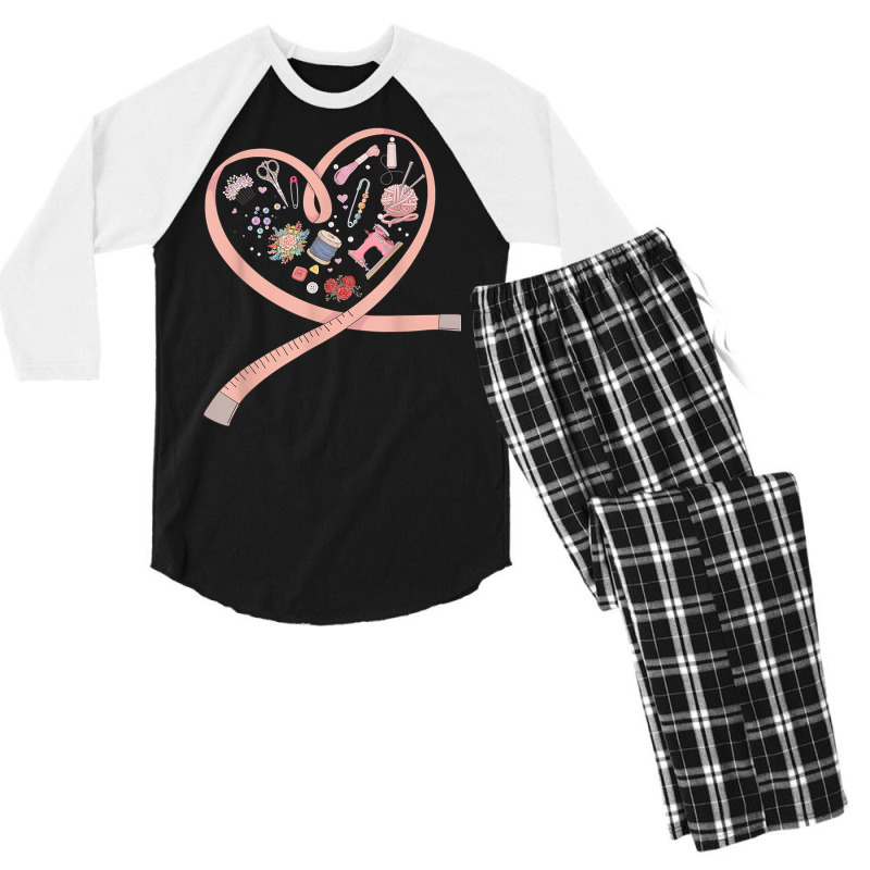 Womens Sewing Is My Heart Tee Quilting Loves Sewing Machines T Shirt Men's 3/4 Sleeve Pajama Set | Artistshot