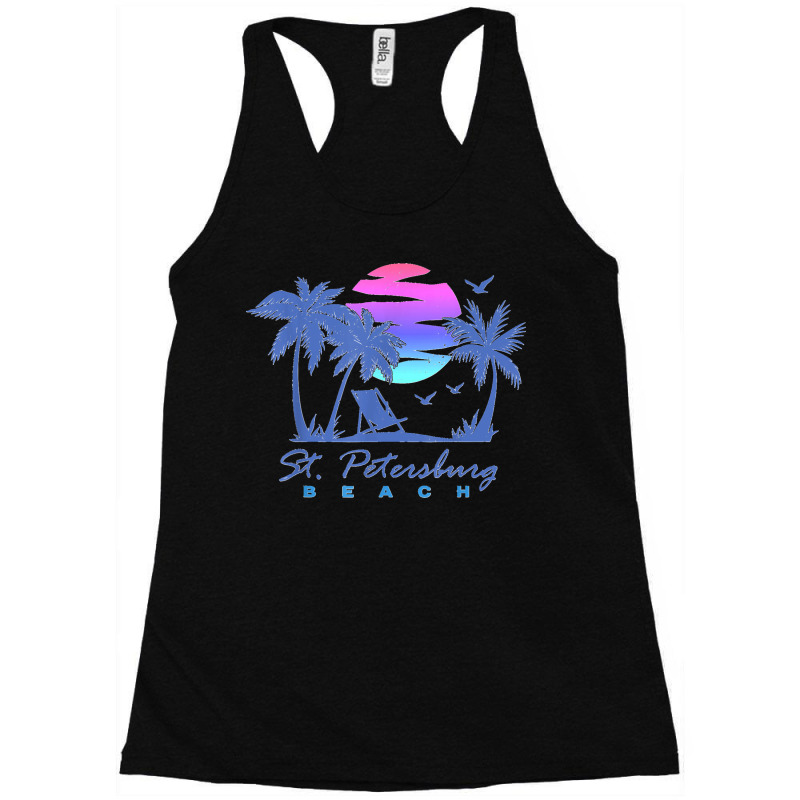 St. Petersburg Beach St Pete Florida Vacation Vintage Sunset Racerback Tank by LisaMarieRangel | Artistshot