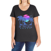 St. Petersburg Beach St Pete Florida Vacation Vintage Sunset Ladies Curvy T-shirt | Artistshot