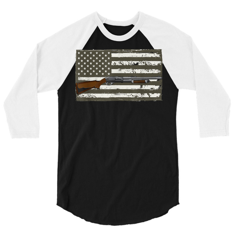 Mens Sporting Clays   Skeet Usa Flag   Clay Target Shooting T Shirt 3/4 Sleeve Shirt | Artistshot