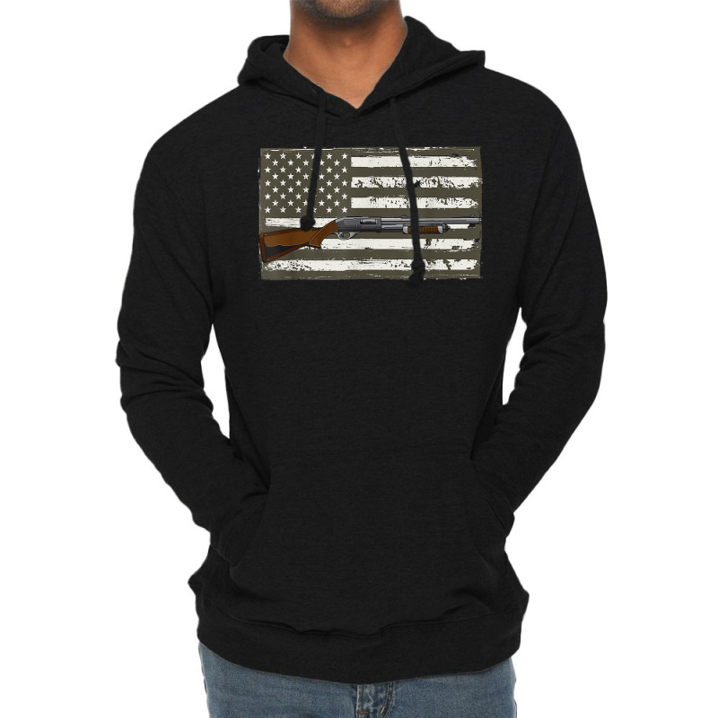 Mens Sporting Clays   Skeet Usa Flag   Clay Target Shooting T Shirt Lightweight Hoodie | Artistshot