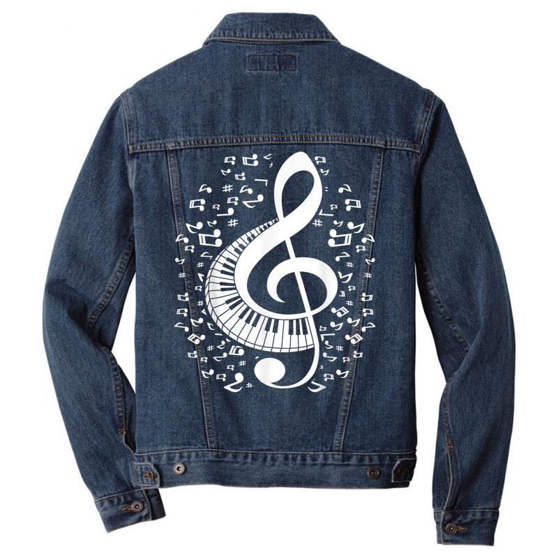 Treble Clef Keyboard Classical Music Notes Pianist Piano T Shirt Men Denim Jacket | Artistshot