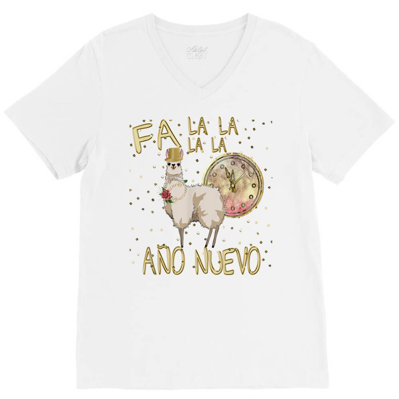 Fa La La Ano Nuevo  Graciosa Llama  T Shirt Apparel Gift V-neck Tee | Artistshot