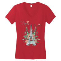 Paris Love Eiffel Tower Rose Parisian Souvenir French France T Shirt Women's V-neck T-shirt | Artistshot